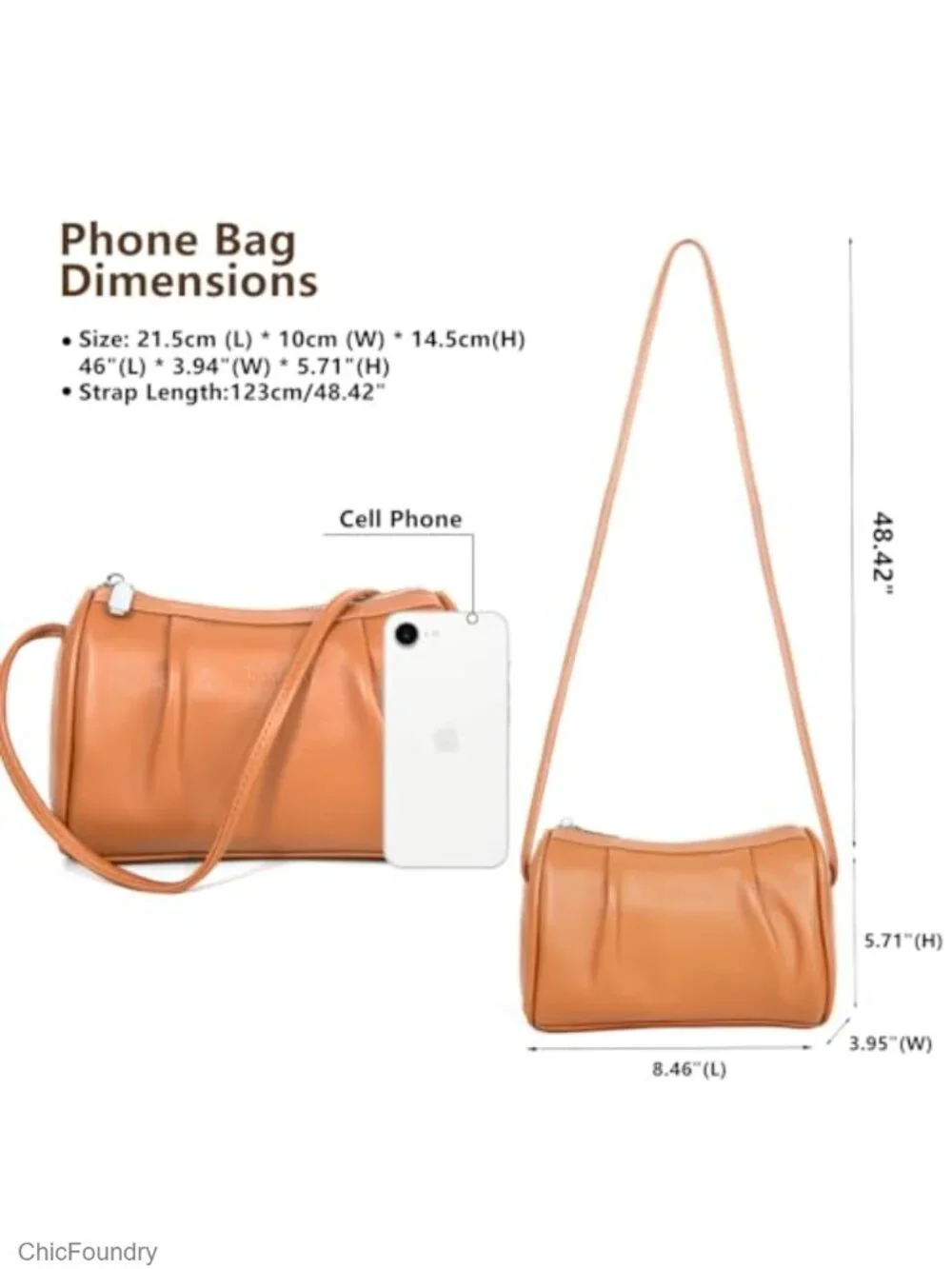 Genuine Leather Small Crossbody Barrel Hobo Purse with Adjustable Strap